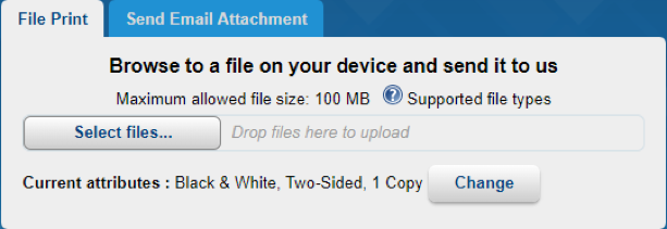 Click or select files....,button and choose the document you wish to print from your device