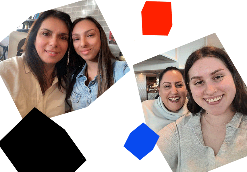 Maria with daughter Stefania, and Stella with daughter Tahlia. 