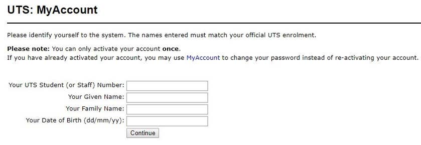 UTS: My Account