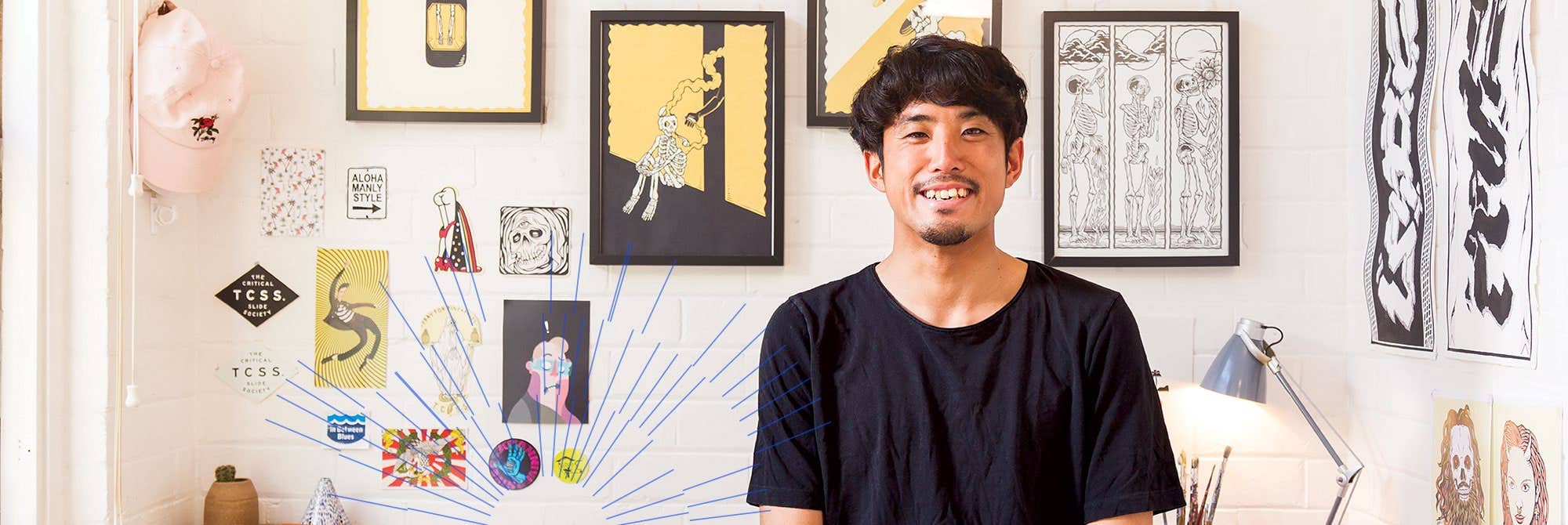 Meet <strong>Kentaro</strong>, UTS Foundation Studies, UTS College diploma and UTS design graduate. Artist and illustrator for international surf brands.