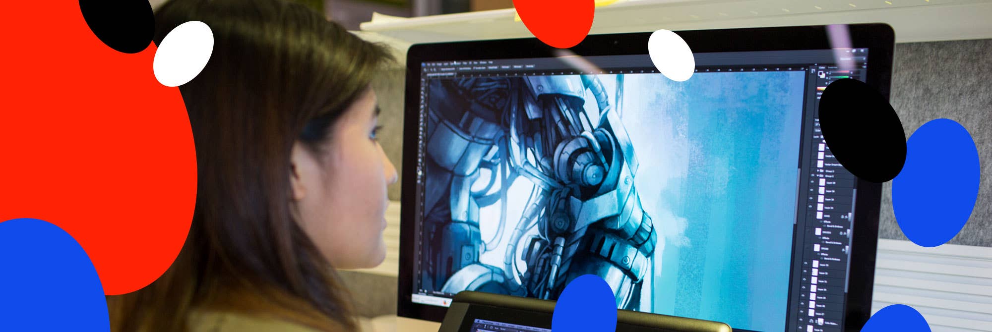 Student Designing in Photoshop