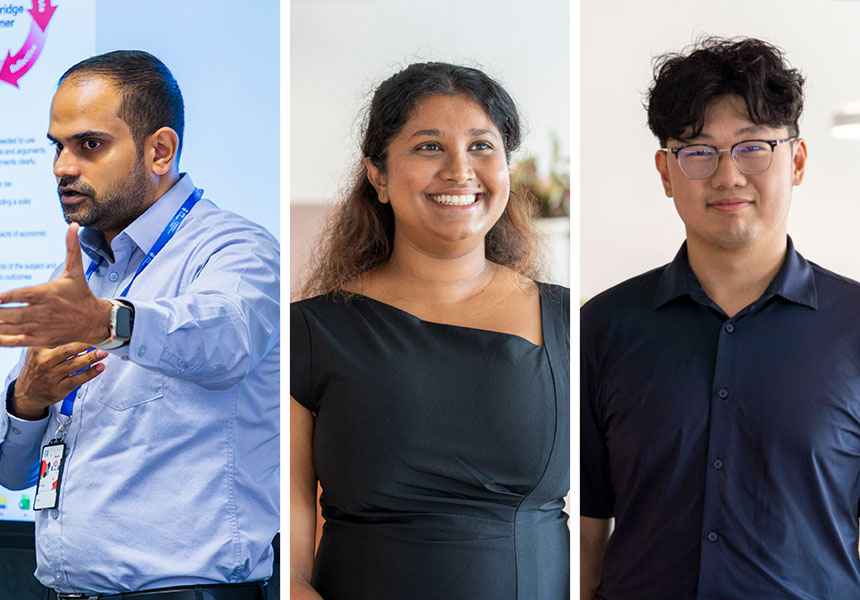 Left to right: Subodha Perera, Shashi Mirissa Lankage, and Kelvin Wang.