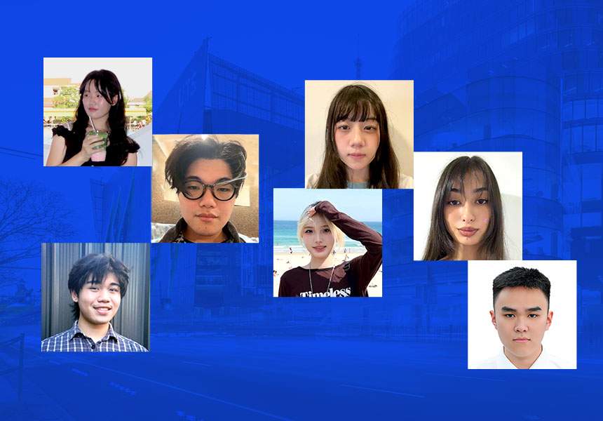 From left to right: Zonita, Neo, Riki, Xinyi, Gabriela, Zaara, and Vo. 
